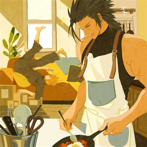 cloud strife and zack fair (final fantasy and 1 more) drawn by