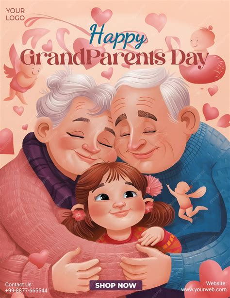 Premium Vector | Happy Grandparents Day Post Banner or Flyer Design for