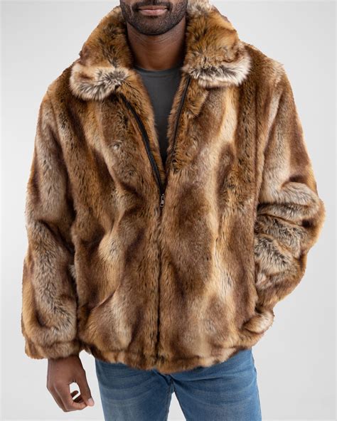 fabulous furs mens shawl collar faux fur coat neiman marcus