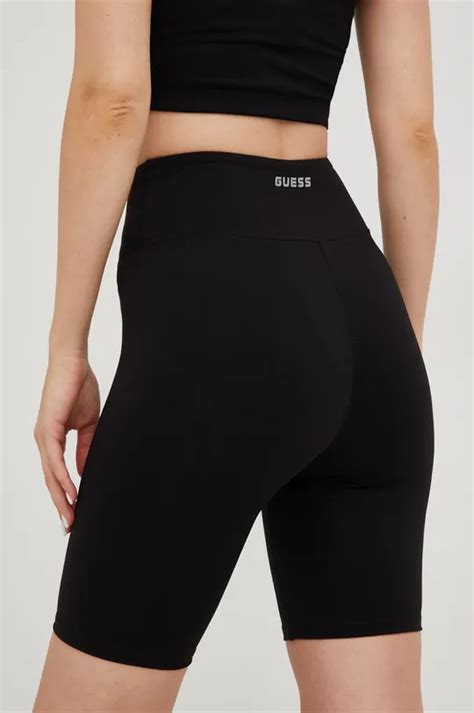 Шорты Guess женские цвет чёрный однотонные высокая посадка | ANSWEAR.ua