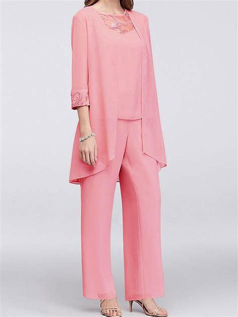Pant Suits 3Pcs Women Wedding Formal Outfit Set Chiffon Evening Gown