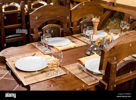 restaurant wooden interior stock photo alamy