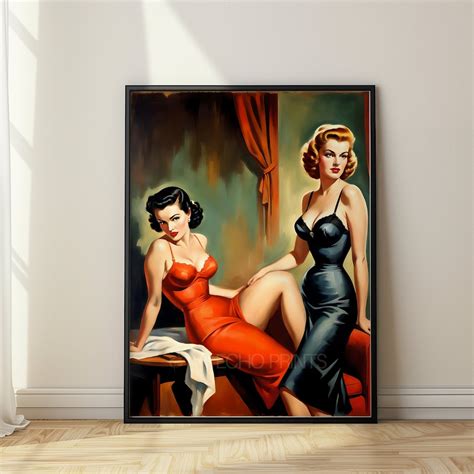 lesbian pulp inspired lesbian art print sapphic decor giclee wall art