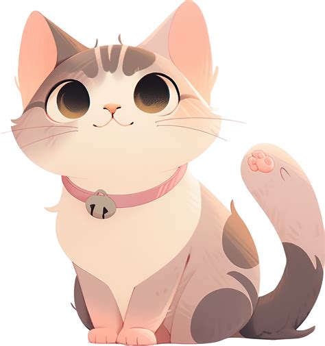 Cute Cartoon Cat Sitting and Looking at the Camera AI generated 26910489 PNG