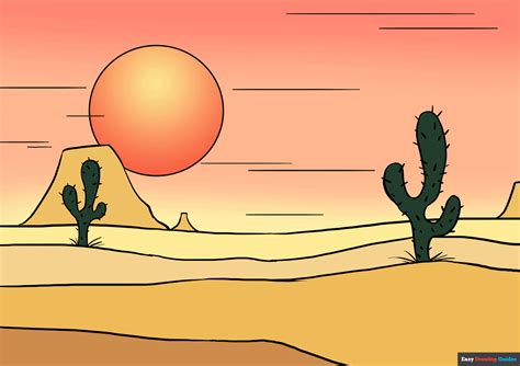 How to Draw a Desert - Really Easy Drawing Tutorial