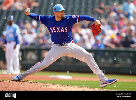 Texas Rangers starting pitcher Nathan Eovaldi throws against the Kansas