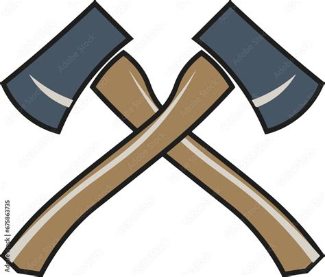 cartoon crossed axes vector illustration stock vector adobe stock
