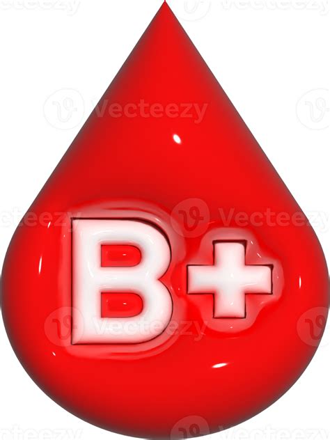 Blood Type B Positive Rhesus, Blood Drop Droplet Donor 3D Render Icon