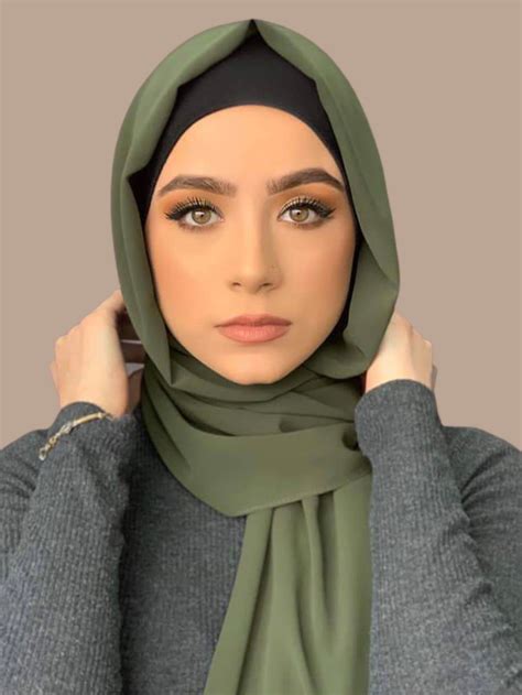Luxury Chiffon Hijab-Seaweed | Beautiful hijab, Hijab fashion