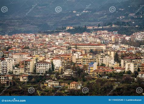 Aerial View of Edessa City, Greece, Europe Stock Photo - Image of green ...
