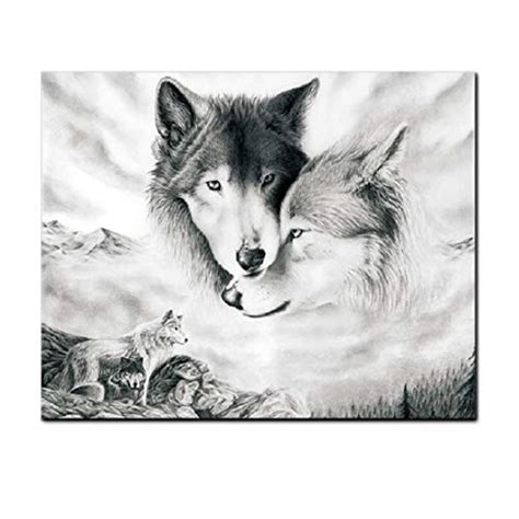 ANIUHL Wolf Wall Art Canvas Print Poster Black and White Wolves ...