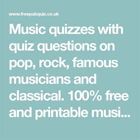 Music quizzes with quiz questions on pop, rock, famous musicians and ...