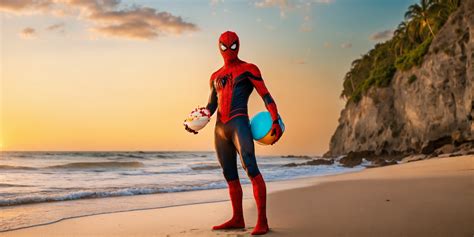 Homem Aranha Na Praia - Lexica - Homem aranha na praia, comendo sorvete de casquinha em 8k