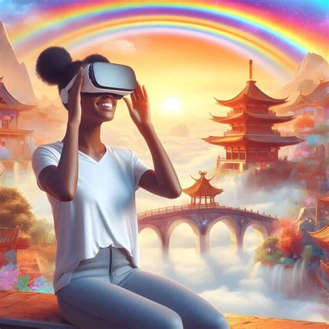 Premium AI Image | a happy black women wearing a VR headset in a ...