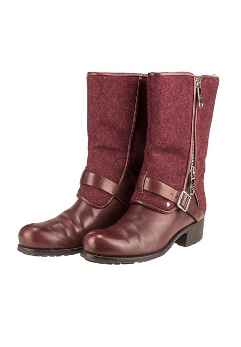Бордовые сапоги Christian Dior
