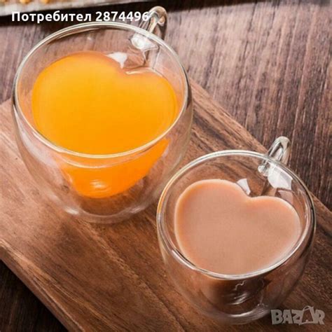 2964 Чаша СЪРЦЕ- стъклена с двойно дъно, двустенна в Чаши в гр. Варна ...