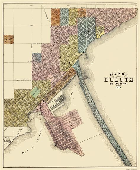 Historic City Map - Duluth Minnesota - Andreas 1874 - 23 x 27.94 - Vin