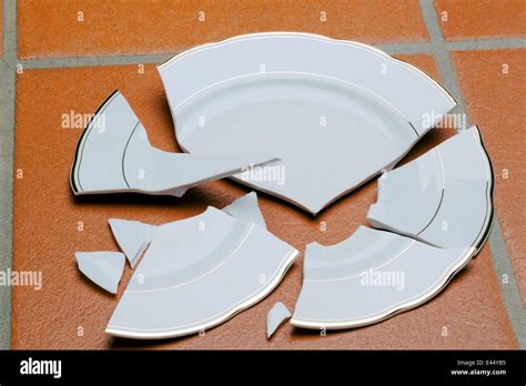 A broken plate on the floor in the kitchen Stock Photo - Alamy
