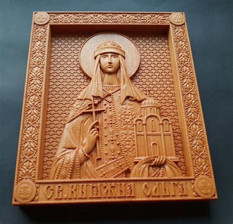 Saint Olga - Russian Orthodox - hand carved - Icoon - Hout - Catawiki