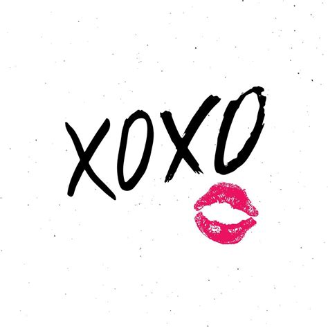 XOXO brush lettering sign, Grunge calligraphic hugs and kisses Phrase, Internet slang
