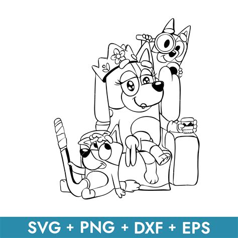 Bluey Mum Outline SVG, Bluey Mom SVG, Chilli SVG, Bingo SVG, | Inspire