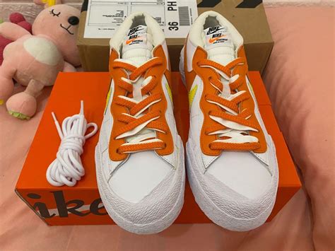 sacai  nike blazer  magma orange mens fashion footwear sneakers