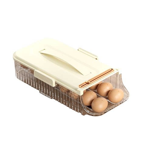 slynshome egg holder  refrigerator double row portable auto rolling