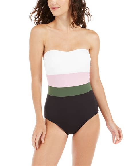 Kate Spade New York Women's Colorblocked Strapless One-Piece Swimsuit