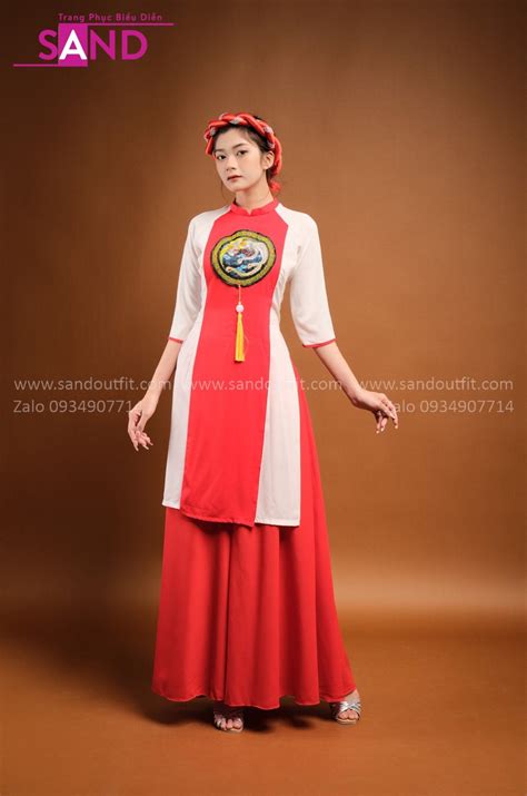 Áo Dài Cách Tân Đồng Tiền Trắng Đỏ - Nữ – Sand Outfit