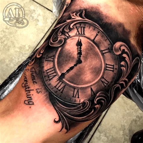 antique clock tattoo