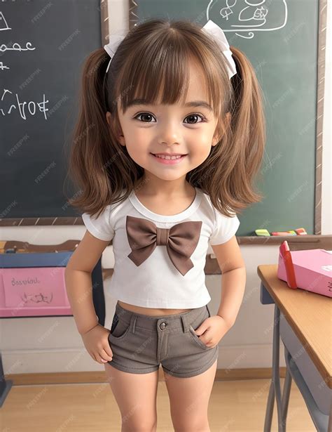 Premium AI Image | A cute small kid child girl model character Photo Ai