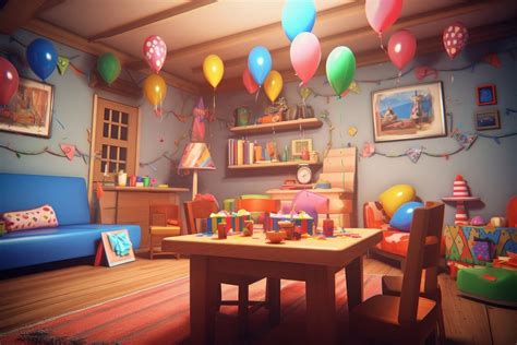 birthday party room architecture furniture  photo illustration