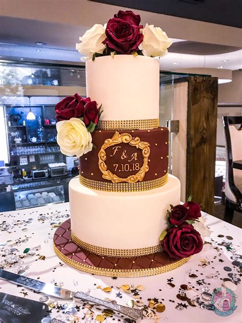 Burgundy and gold wedding cake 60 photos - Astyledwedding.com