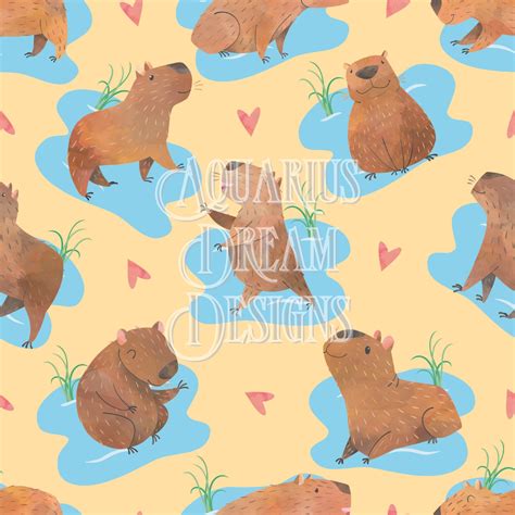 Capybara Pattern Cute Capybara Seamless Pattern for Fabric - Etsy