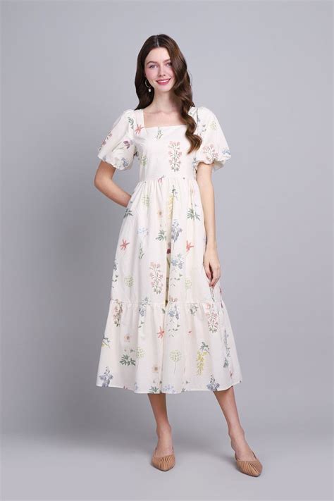 lilypirateskind  kind phyllis dress  cream florals womens