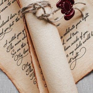 handwritten vintage scroll letter handmade wax seal letter wedding vows