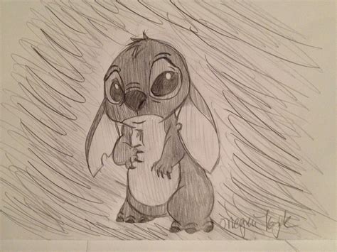 Sad Stitch Drawing / I wish i could learn to make smooth shades with them one day.