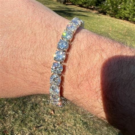 moissanite tennis bracelet  mm mens engagement etsy