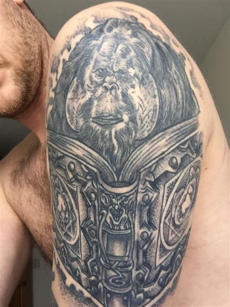 Librarian tattoo almost finishing up my book-themed sleeve. : r/discworld