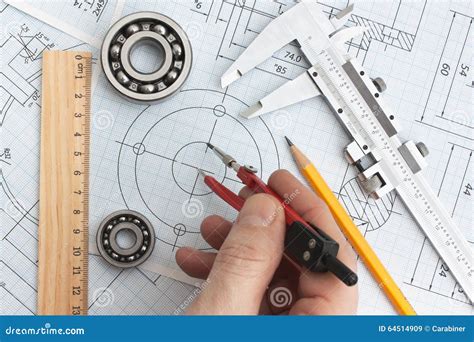 Technical drawing stock image. Image of office, measurement - 64514909