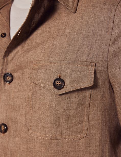 Braune Safari Jacke aus Leinen I Hawes & Curtis