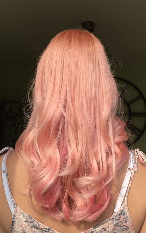 pin  kate disney  makeuphair  nails pink hair pink peach