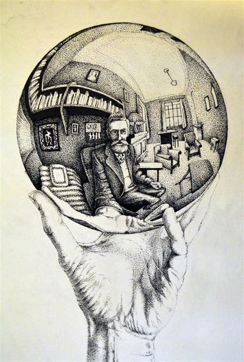 hand  reflecting sphere study   escher  jhong  deviantart