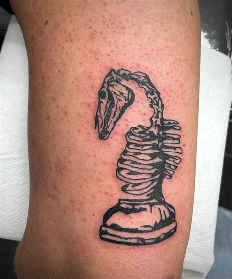 A skeletal knight chess piece for Ben on back of arm 😌🔥 thanks for ...