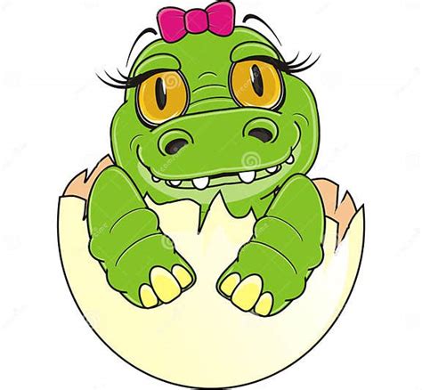 baby crocodile girl  pink bow stock illustration illustration