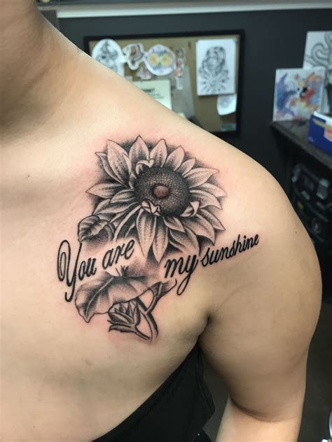 sunflower on shoulder tattoo 3