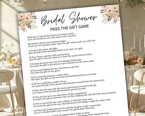 Bridal Shower Pass the Gift Game Printable | Bridal Shower Find the