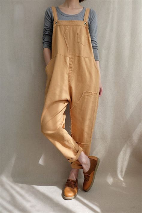 Women Leisure Cotton Dungarees Linen Overalls Summer Cotton - Etsy