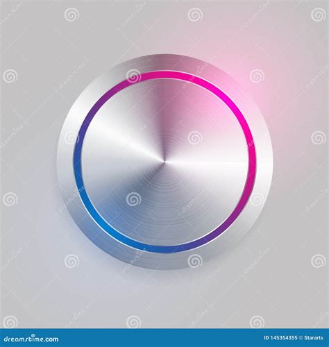 Realistic 3d Brushed Metal Circular Button Stock Vector - Illustration