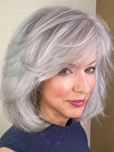 grey wig beautiful synthetic wigs wavy shoulder length lace front wigs